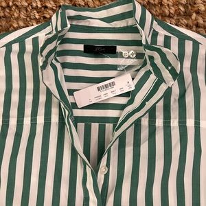 J.Crew Women’s green & white striped tunic top Size 4 NWT